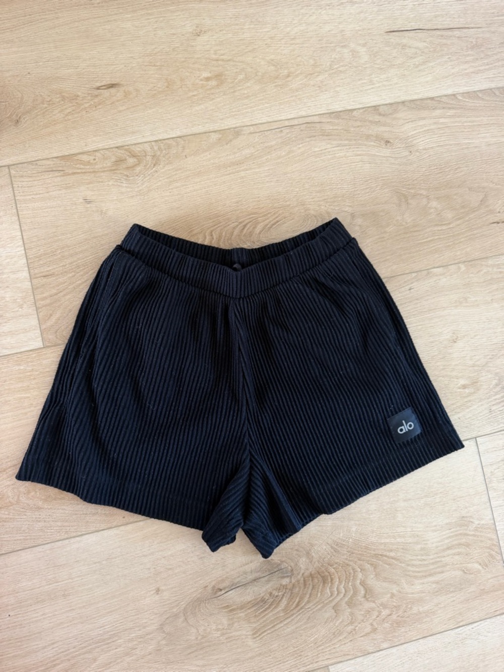 ALO Yoga Ribbed Black Athletic Shorts